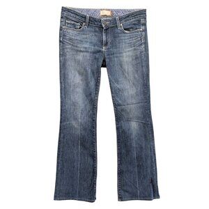 Paige Laurel Canyon Bootcut Jeans Womens Blue Low Rise Embroidered Denim Size 30